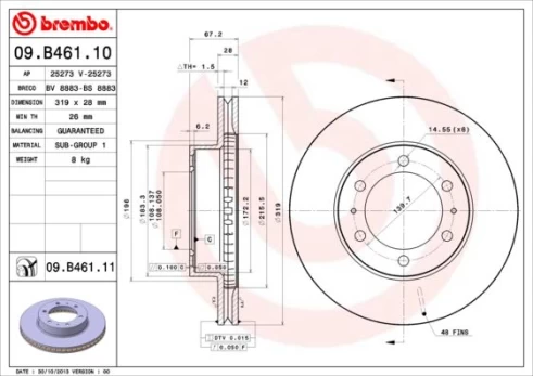 BREMBO 09.B461.11 Brake Disc