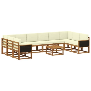 Lauko sofos komplektas 11 pcs Natūralus ir grietinėlė