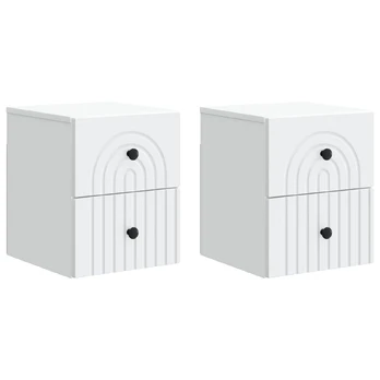 Sieninis naktinis staliukas 2 pcs Balta 33 x 34,5 x 40 cm