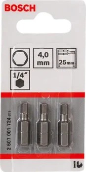 Šešiabriaunis antgalis BOSCH, l=25mm 4,0 mm, Extra Hart, 3 vnt