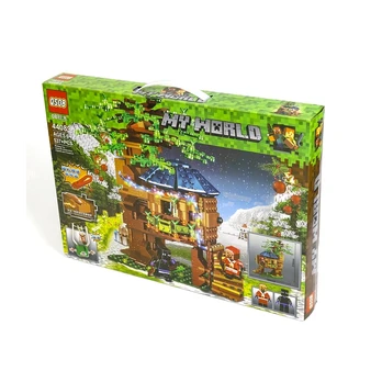 Lego stiliaus Minecraft konstruktorius - Kalėdinis namelis, LED, 537 dalys
