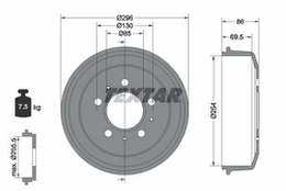 TEXTAR 94050200 Stabdžių būgnas