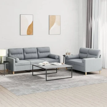 Sofa Sofos komplektas su pagalvėmis, 2 dalių, pilkas, audinys