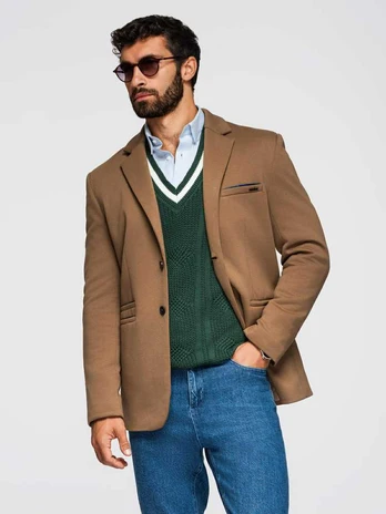 Blue men's blazer - navy mėlynas