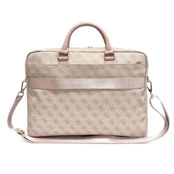 Dėklas Guess PU 4G Stripe Metal Logo Computer Bag 16" Rožinė