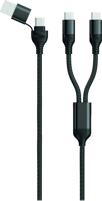 USB kabelis 2GO USB-A + USB-C - 2x USB-C 1.2 m Juodas (797367)