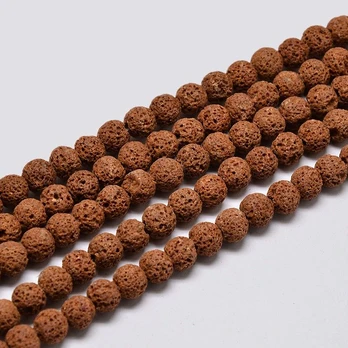 Natūralūs Lavos karoliukai 8 mm 1 gija