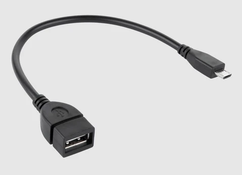 Kabelis USB A lizdas - micro USB B kištukas 0.2m, OTG, juodas