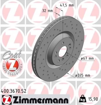 Stabdžių diskas ZIMMERMANN 400.3670.52