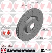 Stabdžių diskas ZIMMERMANN 400.3670.52 kaina