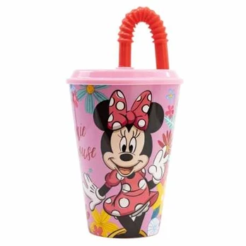 STOR Minnie Mouse puodelis su šiaudeliu, 430 ml