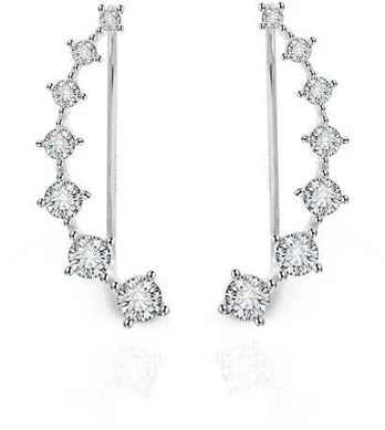 Beneto Sidabrinis longitudinal earrings with clear crystals AGU2712