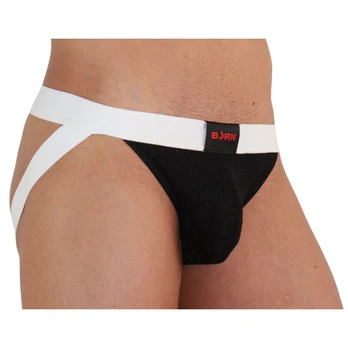 BURN - 004 JOCK SHINY BLACK/WHITE L