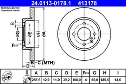 ATE 24.0113-0178.1 Brake Disc kaina