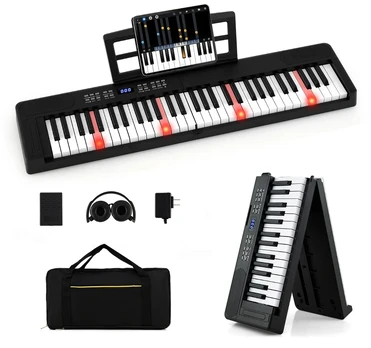 Sulankstomas pianinas 61 klavišų juodas