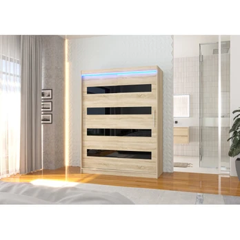 Sliding wardrobe with lacobel and LED lighting MARTINEZ 150