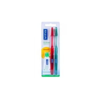Vitis DUPLO minkštas dantų šepetėlis + pasta 15ml