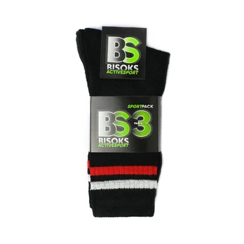 Vyriškos kojinės Bisoks 3P 11011k black/2 stripes white/red
