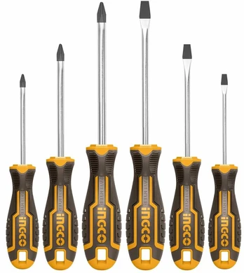 Ingco HKSD0628 Screwdriver flat + Phillips set 6pcs CrV