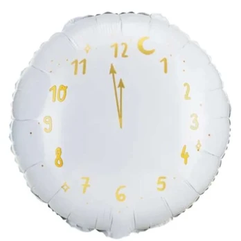 Folinis balionas Laikrodis, 45 cm, baltas