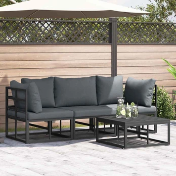 Sodo Sofų Rinkinys 4 pcs Juoda 70 x 70 x 32 cm Aliuminis
