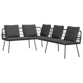 L formos sofa juoda 231x173x78 cm poliratanas