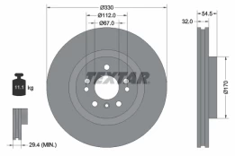 TEXTAR 92260405 Brake Disc kaina