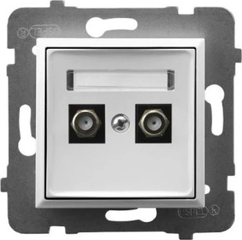 Ospel ARIA Antenos lizdas F tipo dvigubas baltas GPA-2UF/m/00