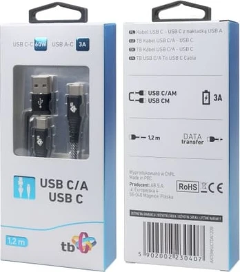 TB USB A/C - USB C Cable 1,2 m black