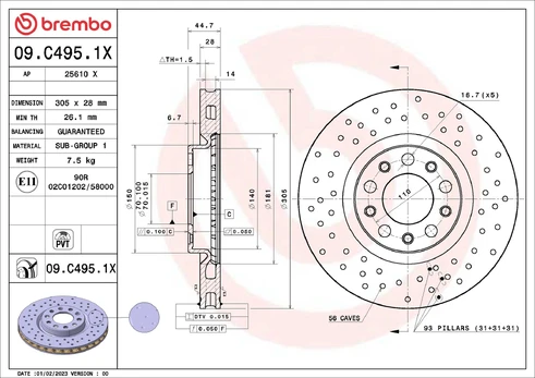 Stabdžių diskas BREMBO 09.C495.1X