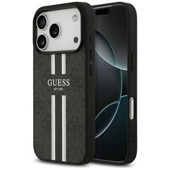 Dėklas Guess 4G Printed Stripes MagSafe do iPhone 17 Pro juoda