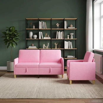 Sofa Sofos komplektas su saugojimu 2 pcs Rožinė Poliesteris