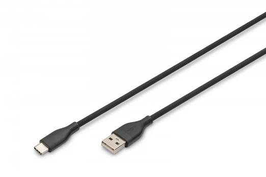 DIGITUS USB 2.0 Anschlusskabel Typ C -A Silikon St/St 0,5m s
