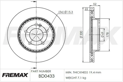 Stabdžių diskas FREMAX BD-0433