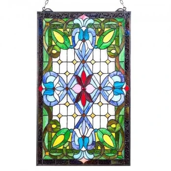 vitražo lango panelė, 731 x 433 mm, stiklinė