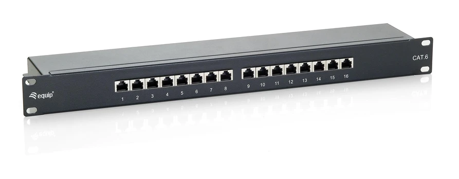 Equip 16-Port Cat.6 Shielded Patch Panel, Juodas
