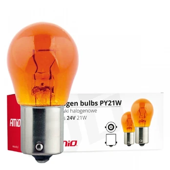 AMiO halogeninės lemputės PY21W BA15s 24V 21W AMBER 10vnt. (E8)