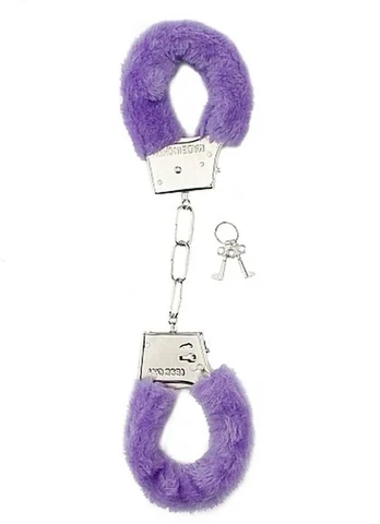 Shots Ouch! Plush Metal Handcuffs Juodas - Secure Anatomic Model with Keys