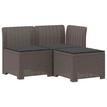 3-vietė sodo sofa su pagalvėlėmis, Rattan išvaizda PP