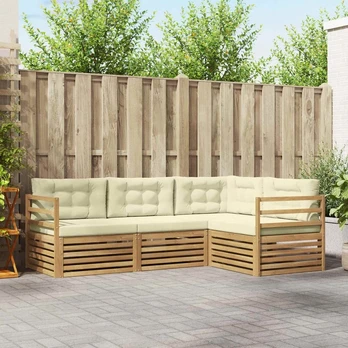 Lauko sofos komplektas 4 pcs Balta ir kreminė