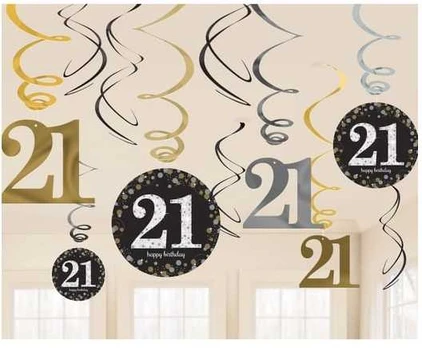 Amscan Loftspiraler 21 år Sparkling