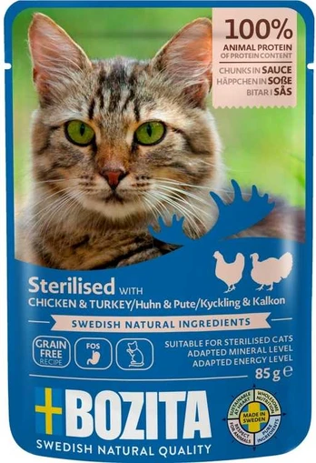Bozita Sterilised vištiena & kalakutiena In Sauce Våtfoder 85g