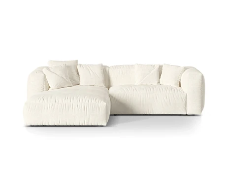 Boucle Modular Left Corner Sofa, "Martina", 2 Seats, 280x176x75, Ivory