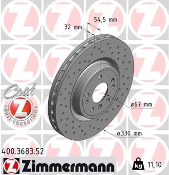 Stabdžių diskas ZIMMERMANN 400.3683.52