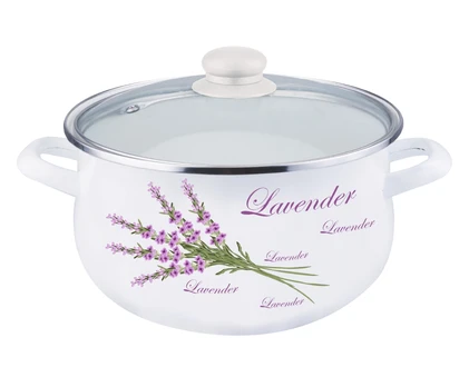 Puodas emal. 24cm 5.0L su stikl.dang. LEVANDA