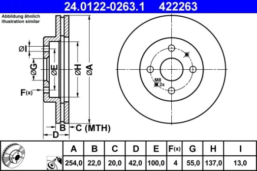 ATE 24.0122-0263.1 Brake Disc