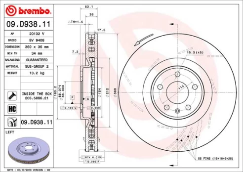 BREMBO 09.D938.11 Brake Disc