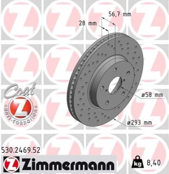 Stabdžių diskas ZIMMERMANN 530.2469.52