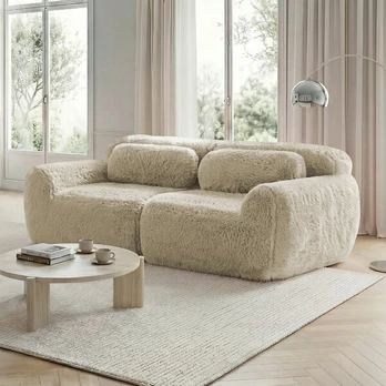 Modulinė sofa, pliušinis audinys, 32D putos, 2 vietų