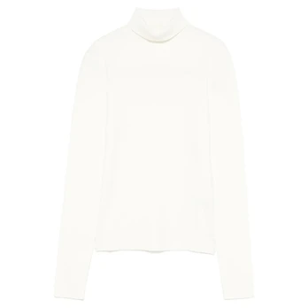Megztinis moterims, Balta, Roll-neck sweater
